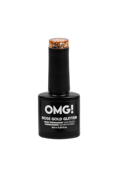 OMG Ojă Semipermanentă Roz-Aurie cu Glitter 8 ml – Efect Strălucitor, Utiliza...