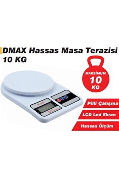 DMAX Hassas Masa Terazisi 10 kg DMX4221 Beyaz Renkli Dijital Ölçüm Aleti