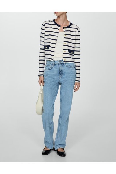Evendi Cardigan, white/navy blue