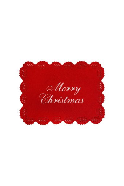 Jumbo Suport Farfurie din Fetru Rosu cu Model Vasc de Craciun "Merry Christma...