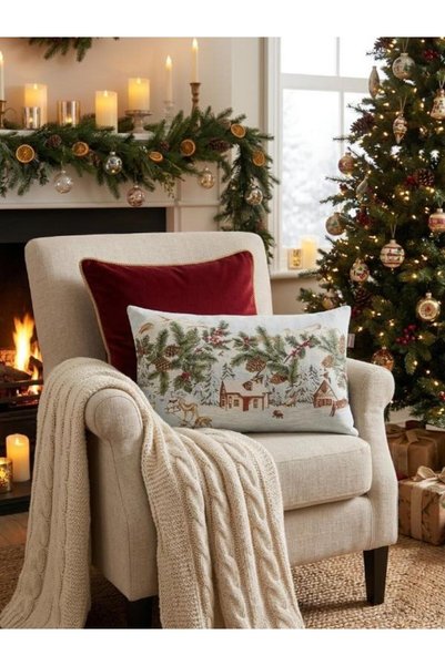 Believe Winter Home Jacquard Woven Gobelin Decorative - Gold Silver - Kirlent...