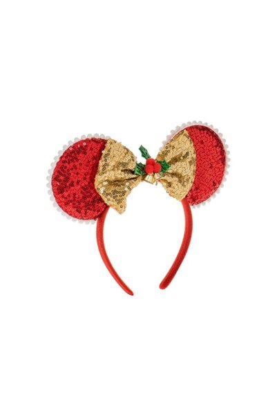 Jumbo Coronita Par de Craciun cu Urechi Rosii Funda Aurie Paiete Vasc 9cm