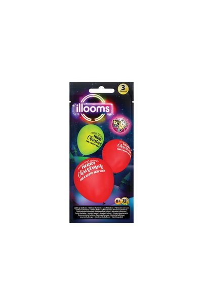 GIOCHI PREZIOSI Baloane LED Illooms Rosii Verzi de Craciun 38cm 3buc. -