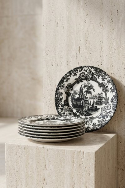 porselenden Old Town Black 6-Piece 19 cm Premium Porcelain Dessert Plate Set ...