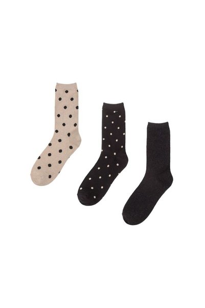 Jumbo Sosete Negre Bej cu Buline & Lurex pentru Femei - 4 perechi