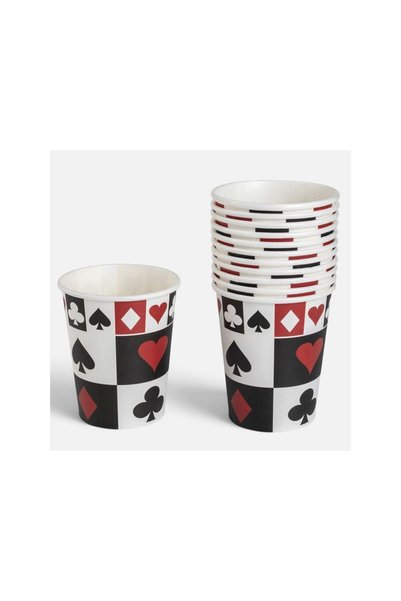 Jumbo Pahare din Hartie pentru Petrecere Model Carti de Joc 240ml - 12buc