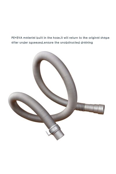 Generic Silvery Gray Trumpet Mouth Drainpipe Extension Hose 0.6m For Washing ...