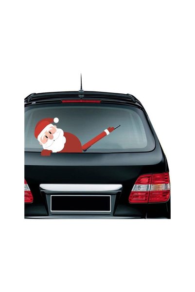 Jumbo Autocolant Auto Decorativ cu Mos Craciun ce Saluta 20.7x26.7cm