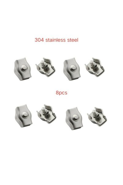 Generic 304 مشبك فردي من الفولاذ المقاوم للصدأ لتثبيت حبل السلك M3 8 قطع مقاو...