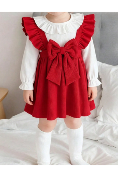 Evendi Dress and blouse set, Red/White