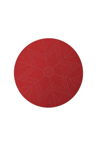Jumbo Suport Farfurie de Craciun din Fetru Rosu cu Model Sparkle Fulg Ø38cm