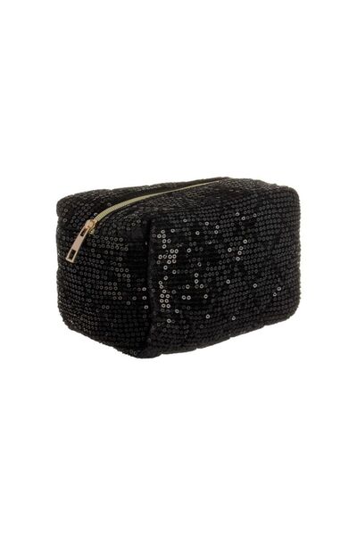 Jumbo Portfard Negru cu Paiete Negre 15x10x11cm