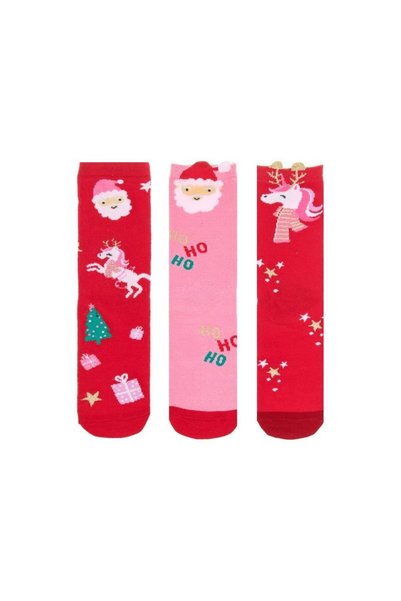 Jumbo Sosete de Craciun Rosii Roz cu Model Mos Craciun Unicorn pentru Copii -...