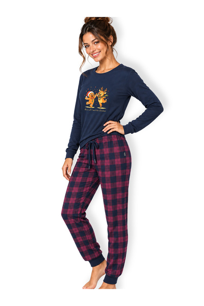 Elizabeth Ettiene Set de pijamale de Crăciun pentru femei, 100% bumbac, cu re...