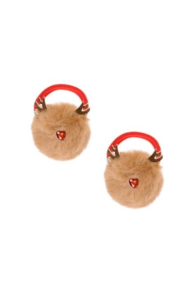 Jumbo Elastice Par Cerbi Pompon de Craciun pentru Copii - 2buc