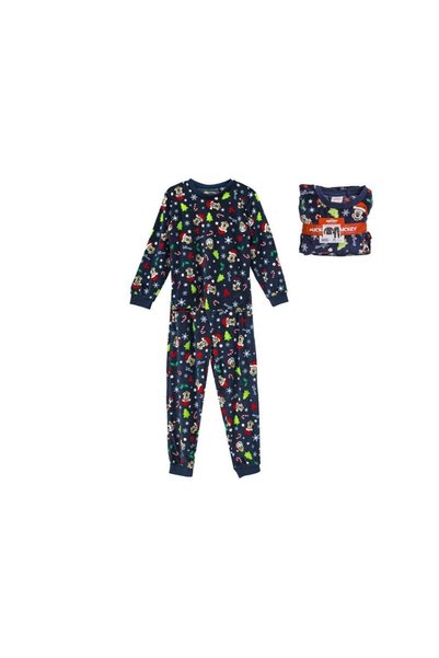 Jumbo Set Pijama Family de Craciun Albastre Catifelate cu Model Disney