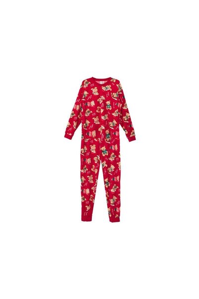 Jumbo Set Pijama Family Catifelate Rosii cu Model Ursuleti