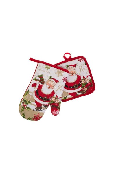 Jumbo Set Manusa Servet de Bucatarie de Craciun Alba Rosie Mos Craciun - 2buc