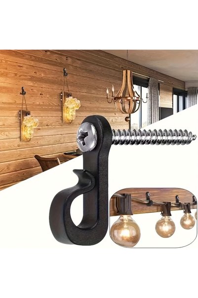 Generic 30 Pcs Black Hooks Set for Hanging Indoor Outdoor Safety Hanger Lights