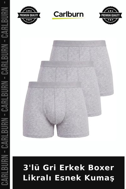 Carlburn Premium 3-Pack Grey Men's Boxer Briefs, Lycra, Stretch Fabric, Combo...