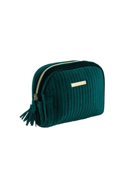 Jumbo Portfard Verde Catifelat cu Dunga Reliefata 19x6x16cm