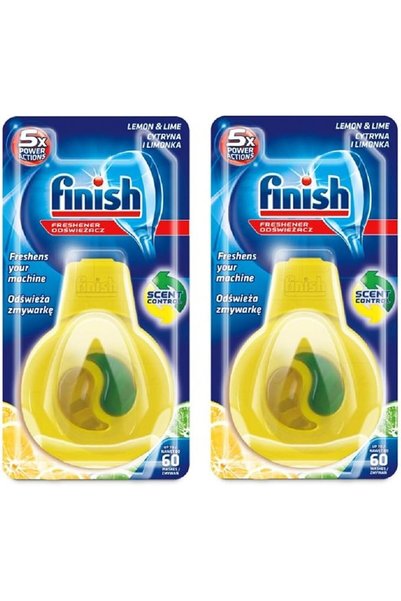 Finish معطر غسالة الصحون بالليمون 60 قطعة عبوة جديدة من قطعتين
