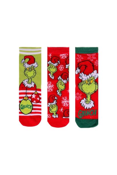 Jumbo Sosete de Craciun Verzi Rosii cu Model Grinch - 3 perechi