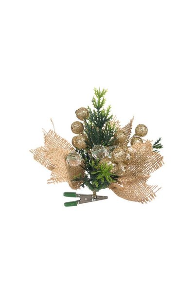 Jumbo Decoratiune de Craciun cu Clips Crenguta Berries Aurii Glitter Margele ...