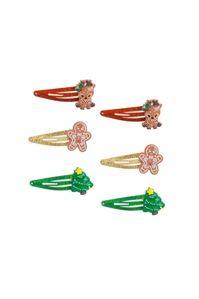 Jumbo Set Clame Par de Craciun cu Figurine de Ren Brad Om de Turta Dulce Glit...
