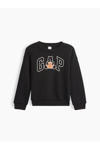 GAP Erkek Bebek Siyah Relaxed Brannan Bear Logo Sweatshirt