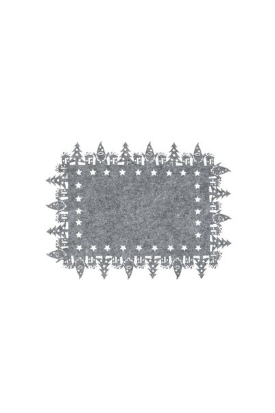 Jumbo Suport Farfurii din Fetru Gri cu Model de Craciun 39x30cm