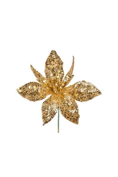 Jumbo Floare Decorativa de Craciun Aurie 17cm