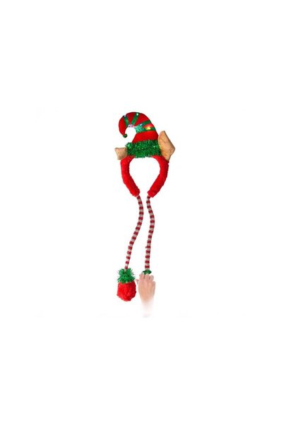 Jumbo Coronita de Craciun cu Model Spiridus Rosu Glitter Verde & Beteala