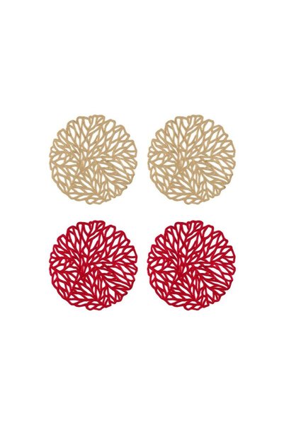Jumbo Suport pentru Pahar de Craciun Foil Rosu 10cm - 4buc