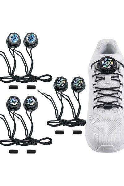 TERRIFI No Tie Shoe Laces with Rotating Fastening System, Black Elastic Shoel...