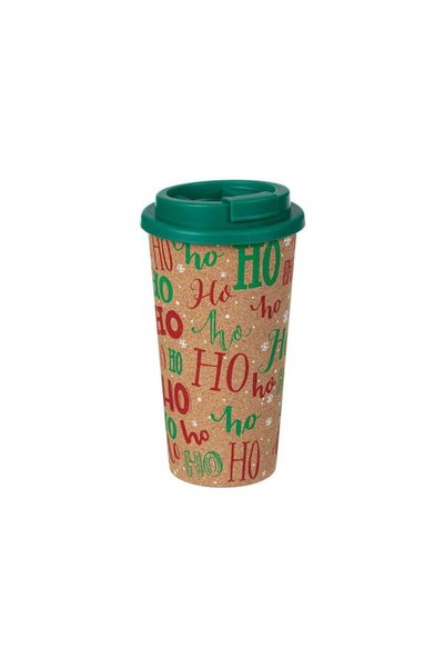 Jumbo Pahar din Plastic cu Pluta de Craciun Capac Verde Ho Ho Ho 500ml