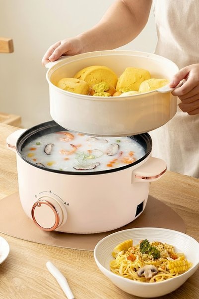 Muchmy 3L Electric Cooker with Glass Lid – Multi-Function Steamer Pot