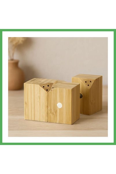 Nur store Çanta Bamboo Magnetic 2-Piece Salt and Spice Shaker Set (5x5 cm, H:...