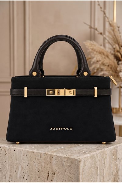 Just Polo حقيبة يد وأكتاف أنيقة بتفاصيل حزام ذهبي.