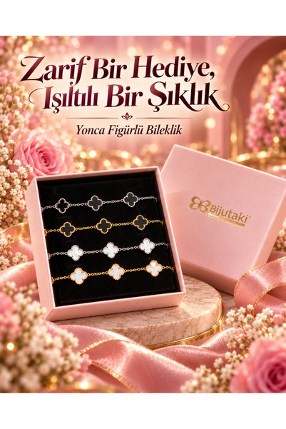 bijutaki size her şeyin en güzeli yakışır Yonca Figürlü 4'lü Bileklik Seti, K...