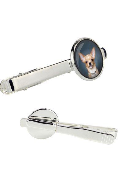 Art - Dog Chihuahua cu păr scurt, Chihuahua cu păr lung - agrafă de cravată î...