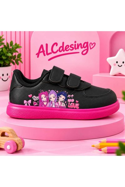 alcdesing حذاء رياضي أبيض بتصميم لاصق (فيلكرو) للفتيات – حذاء رياضي كاجوال بت...