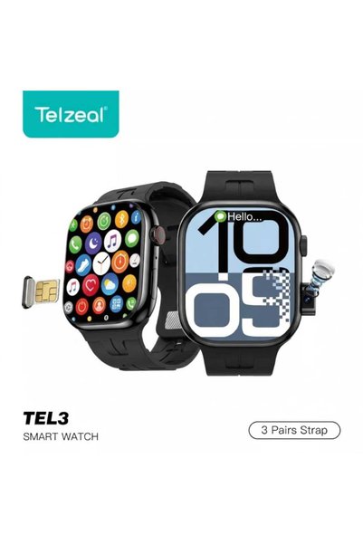 TELZEAL ساعة ذكية TEL3 شاشة 2.2 بوصة مع كاميرا عالية الدقة وشريحة اتصال و3 أز...