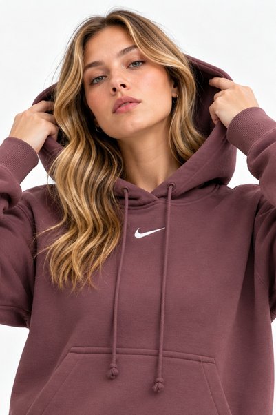 Nike Sportswear Phoenix Fleece Pullover Hoodie Kadın Kapüşonlu Sweatshirt Mor