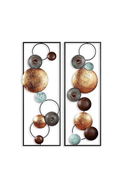 OEM Decor de perete Wallxpert 32x92x4 cm, 100% metal, set de 2 bucăți, multic...