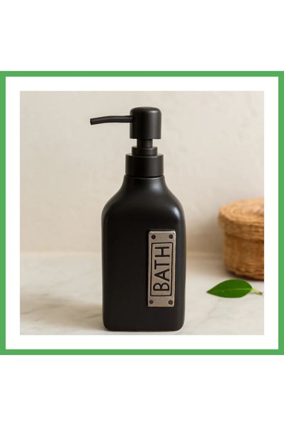 Nur store Çanta موزع صابون سائل من السيراميك الأسود، تصميم رباعي، من BEZOSS.