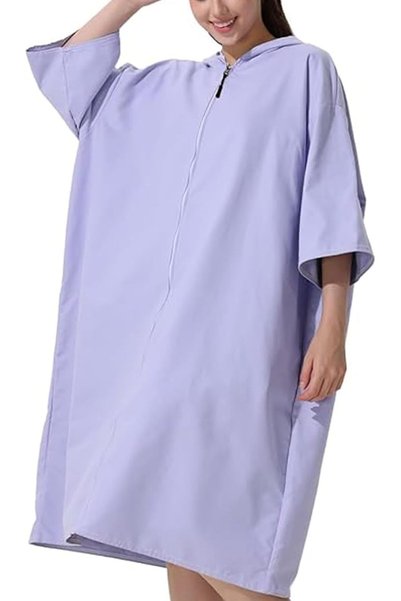 Generic 1 pack Surf Poncho Changing Robe with Hood, Purple, Microfiber, Quick...