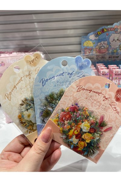 Sakura Konsept Butik مجموعة ملصقات مكونة من 20 قطعة، تصميم زهور، ملصقات بلاست...