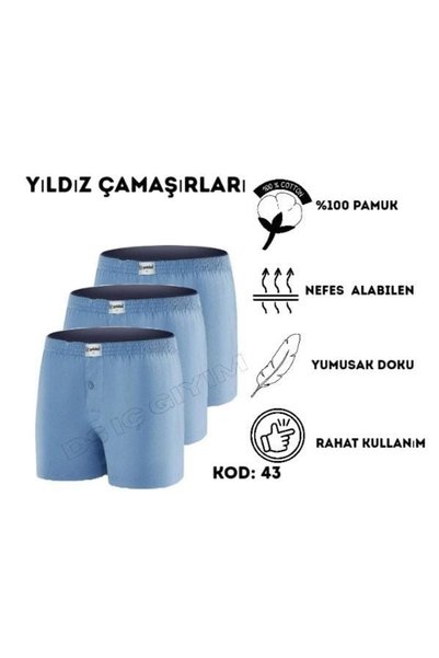 Yıldız Çamaşır 43 Men's Towel Straight Boxer 3 Pieces