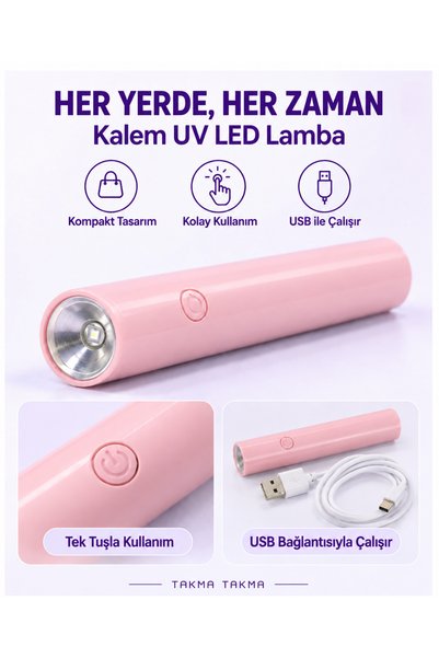 Takma Takma UV LED Tırnak Kurutucu USB Kablolu Type-C Mini Kalem Lamba C20 Mo...